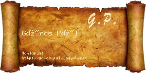 Görcs Pál névjegykártya